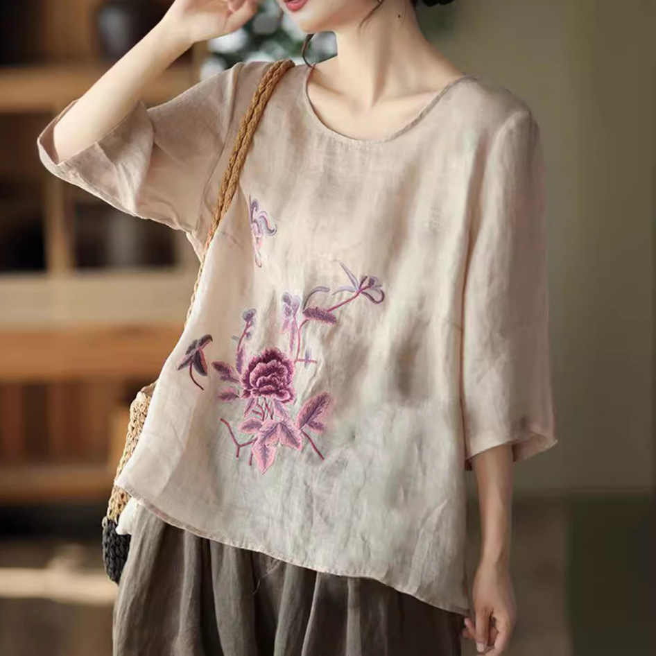 New Ethnic Fashion - Plus Size Dames Zomer Retro Blouse