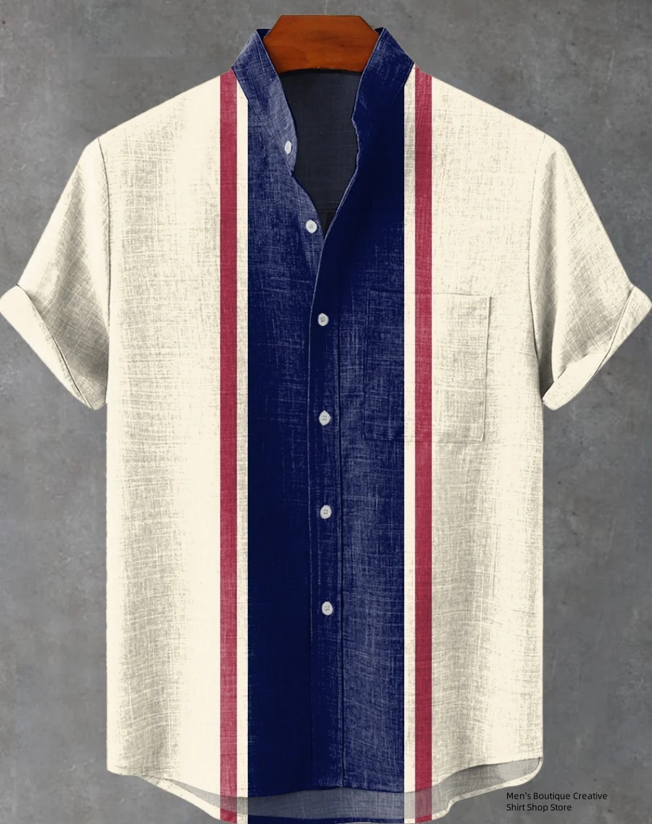 Ethnic Fast Fashion - Nieuwe linnen heren 3D etnisch patroon