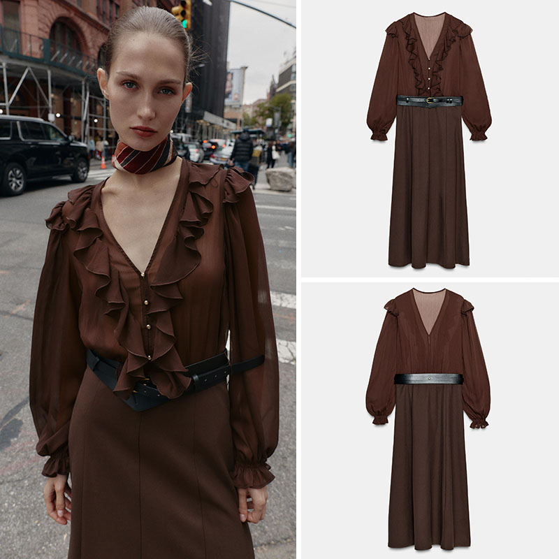 Elegante V-hals midi-jurk met  - New Ethnic Fashion recensie en prijs